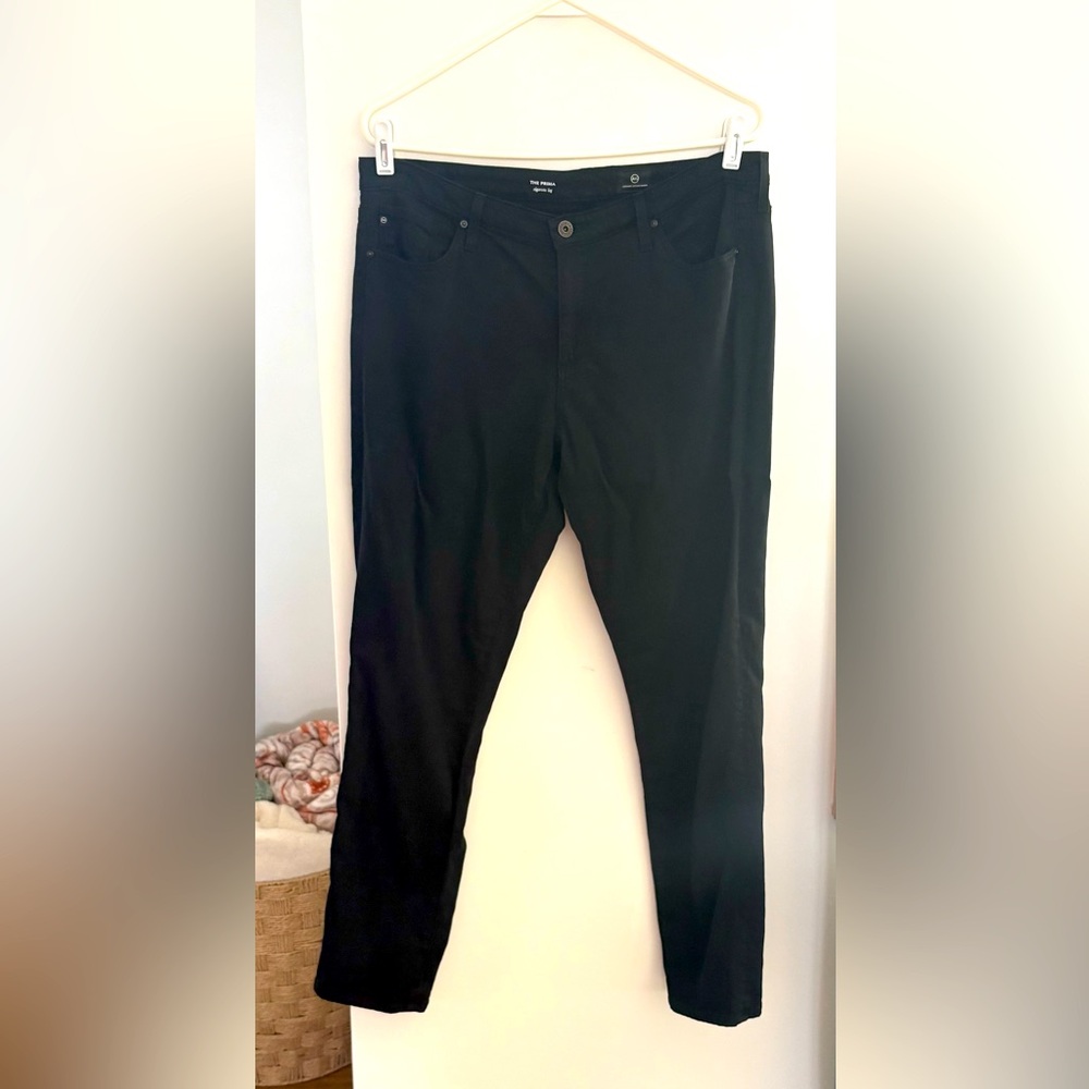 AG The Prima black cigarette leg jeans.
